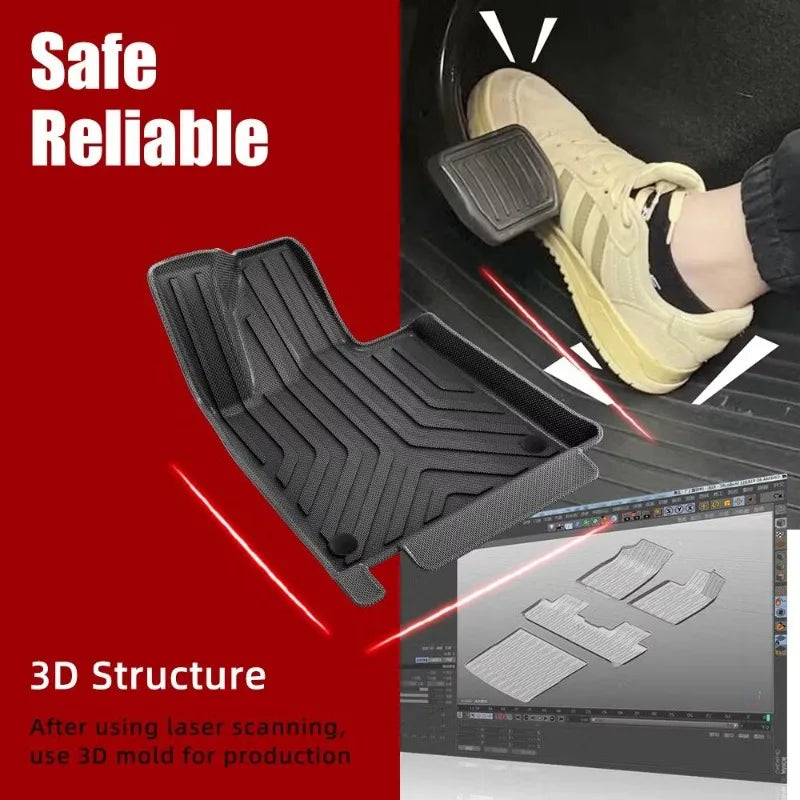 tapis sol imperméable noir rayures diagonales clips fixation tapis voiture moderne