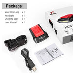 lampe visière rouge noir rechargeable détecteur mouvement clips bandeau autonomie 27h led compact moderne