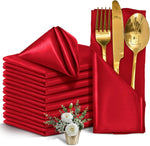 serviettes table satin rouge modernes 12 pièces cuisine mariage fêtes