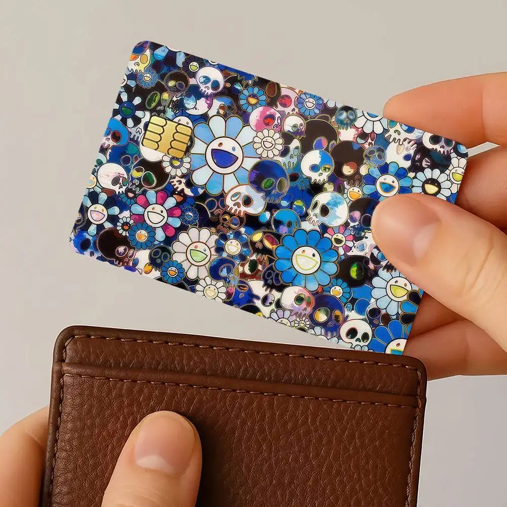 autocollants imperméables cartes credit debit transport multicolore floral popart adhésifs portefeuilles cartes modernes
