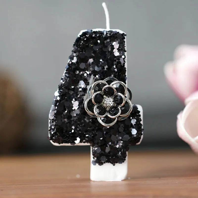 bougies chiffres paillettes noires festives anniversaire mariage décoratives numérotation festive