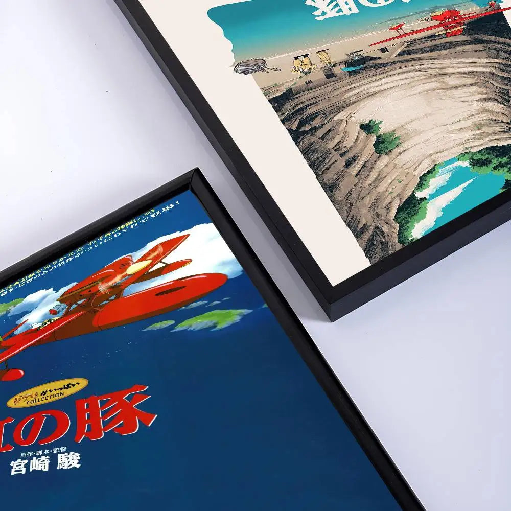 affiche moderne porco rouge dessin animé illustration personnage avion paysage mural chambre salon