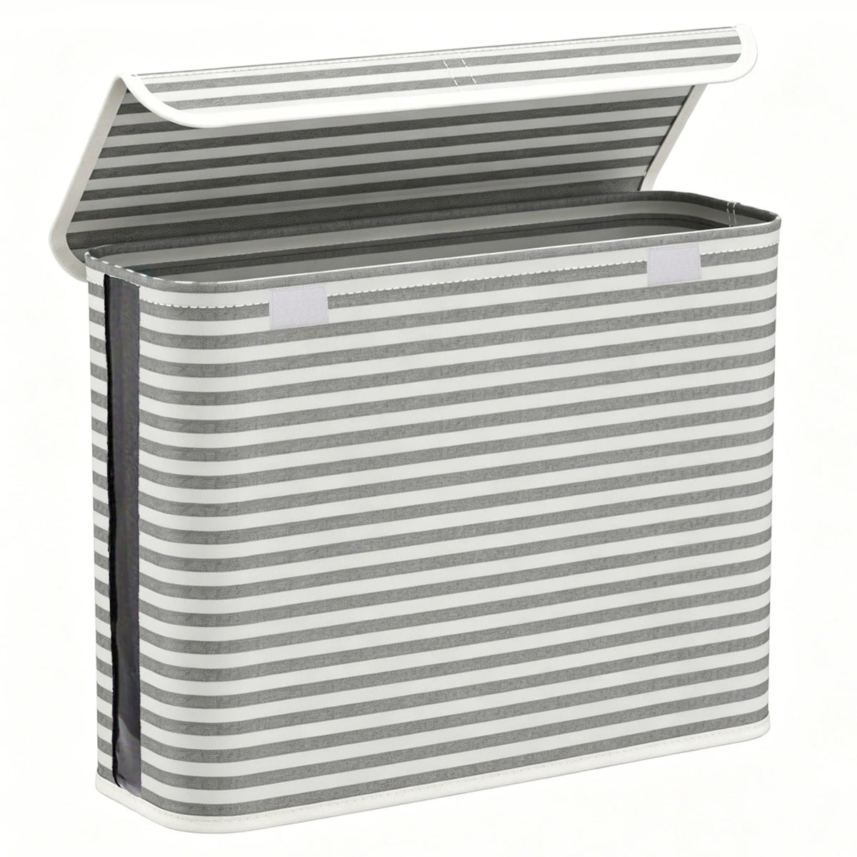 bac rouleaux papier toilette gris blanc rayures moderne minimaliste empilable toile métal 35x45x15cm