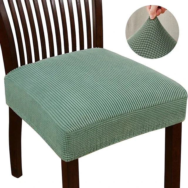 Housse chaise moderne polyester bleu rayures horizontales élastique lavable 30°C