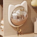 boîte rangement mural oreilles chat transparent réutilisable moderne salle bain maquillage vert rose beige