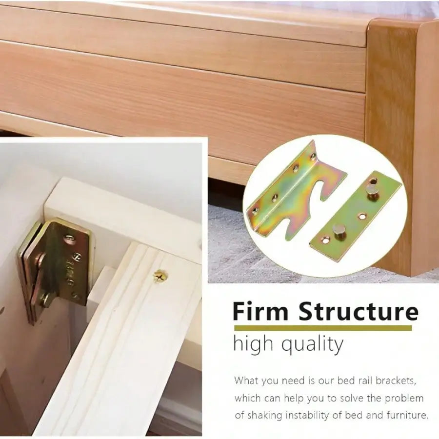 supports d'angle lit meuble bois clair vis apparentes équerres d'angle minimaliste jaune doré quincaillerie