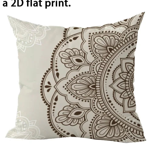 housse coussin mandala imprimé moderne 100 polyester beige gris clair 40x40cm 45x45cm 50x50cm 60x60cm