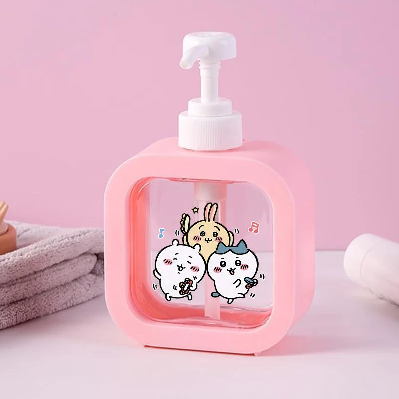 distributeur savon liquide rose dessins animés personnages mignons transparent moderne poignée pompe rechargeable