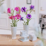 vases blancs rayés accessoires poupées résine moderne décoration table fleurs artificielles