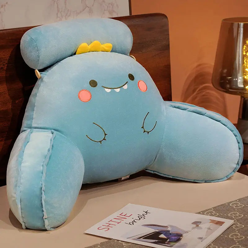 coussin dossier support gris bleu orange visage animé doux cartoon mignon polyester fibre
