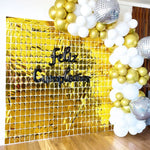 rideau arrière plan festif carreaux argent brillants décoration mariage anniversaire fête murale moderne
