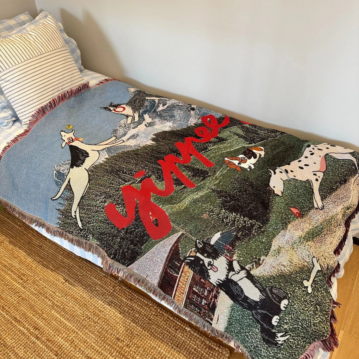 tapis vintage artisanal chats feuilles animaux portable printemps automne maison camping pique nique