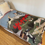 tapis vintage artisanal chats feuilles animaux portable printemps automne maison camping pique nique