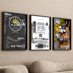 affiche moderne fond noir gouttes eau texte doré salon bar decoration intérieure papier autocollant