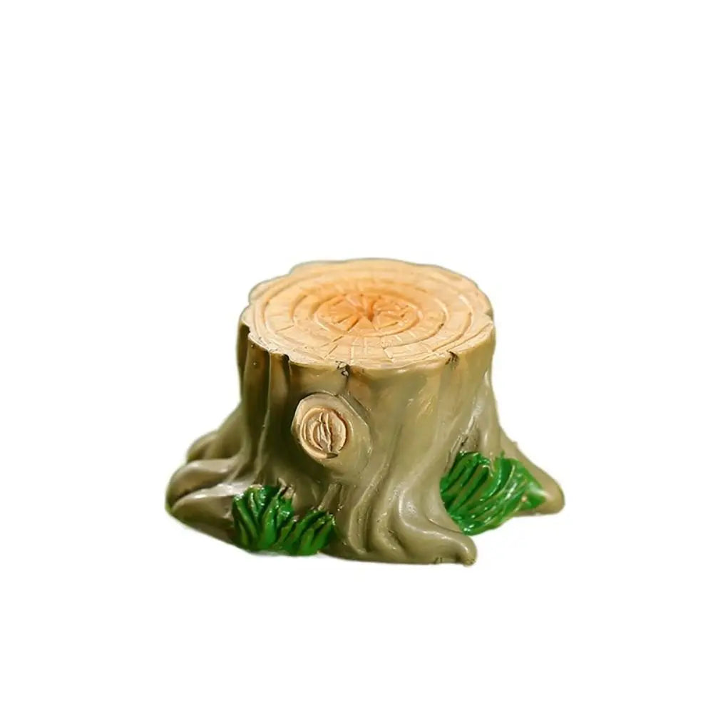 ornements résine tronc arbre miniature décoration paysagère cadeau artisanal pastoral champignons feuilles texture boisée