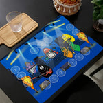 tapis multicolore dessins animés personnages cartoon table maison isolation thermique plats occidentaux