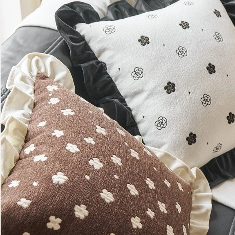 housse coussin vintage fleur beige noir marron français adhésif décoration intérieure voiture