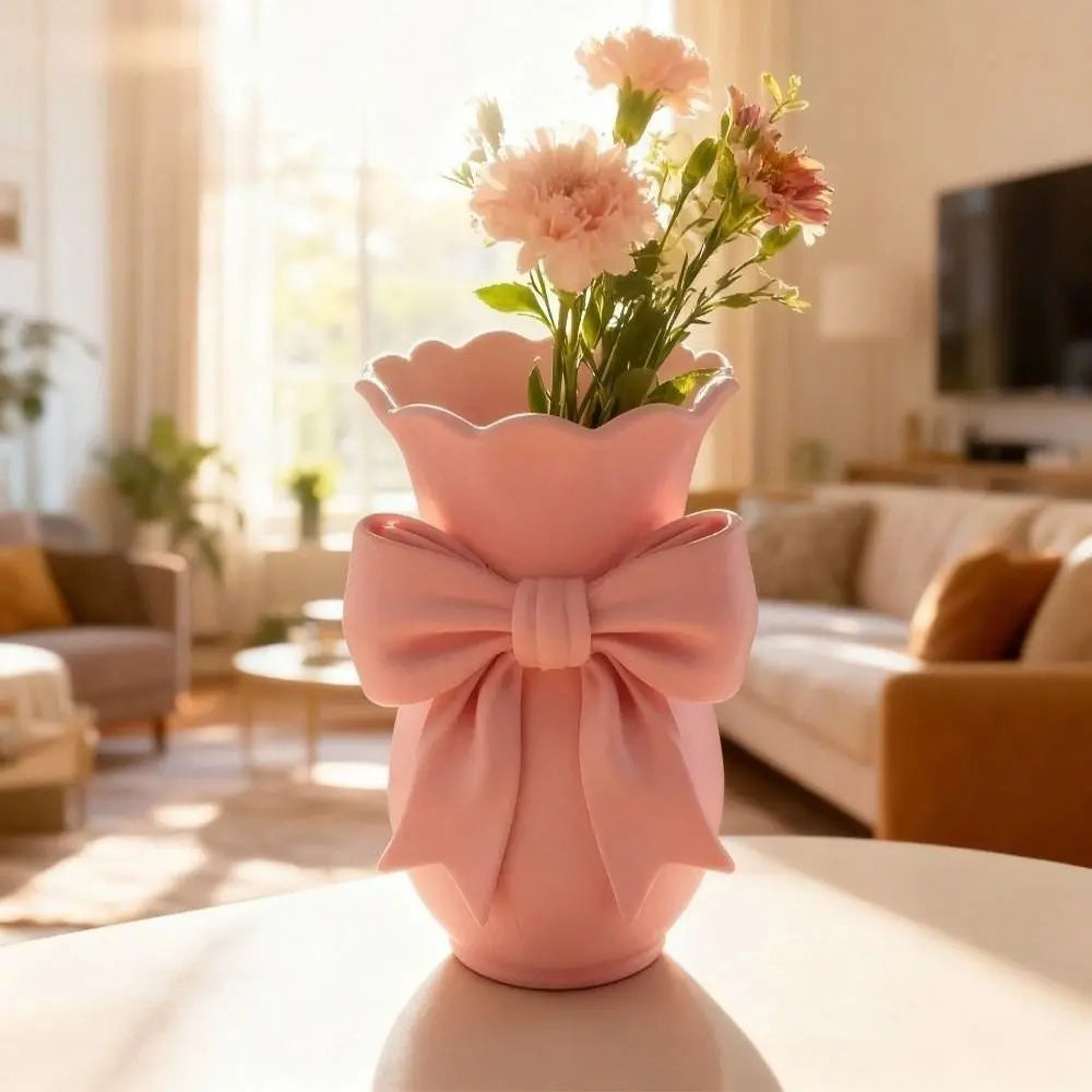 vase table moderne élégant verre cristal rose clair nœud doux