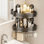 étagère salle bain moderne gris perforée succion porte savon crochets serviette
