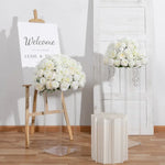 décoration mariage rose blanche soie diamètre 50cm intérieur présentoirs transparents