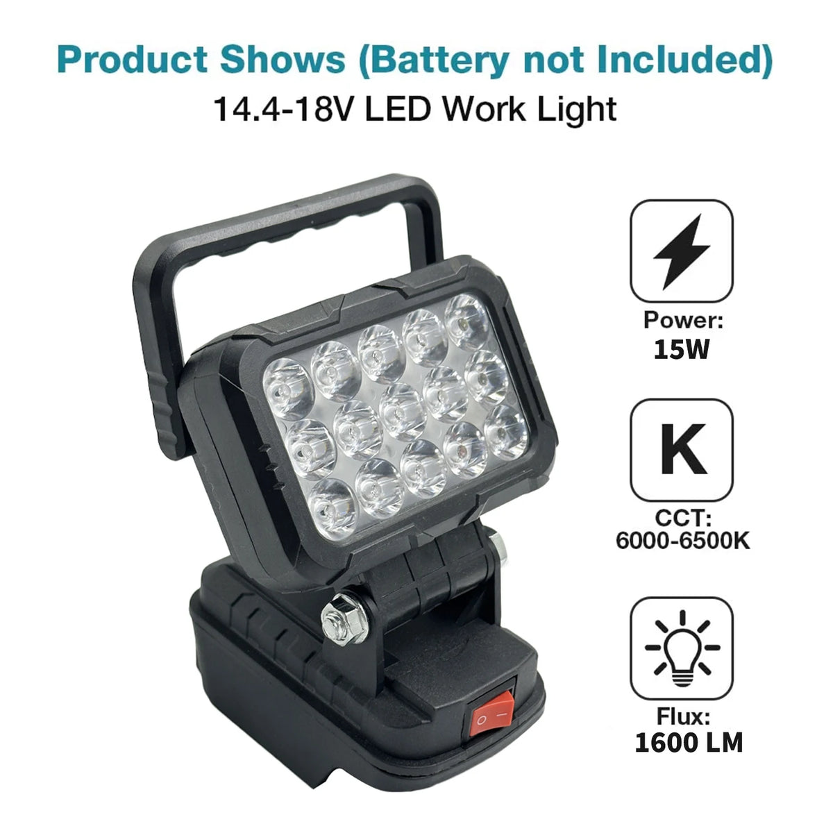 lampe travail led noir moderne interrupteur batteries makita 18v 1600lm 60w