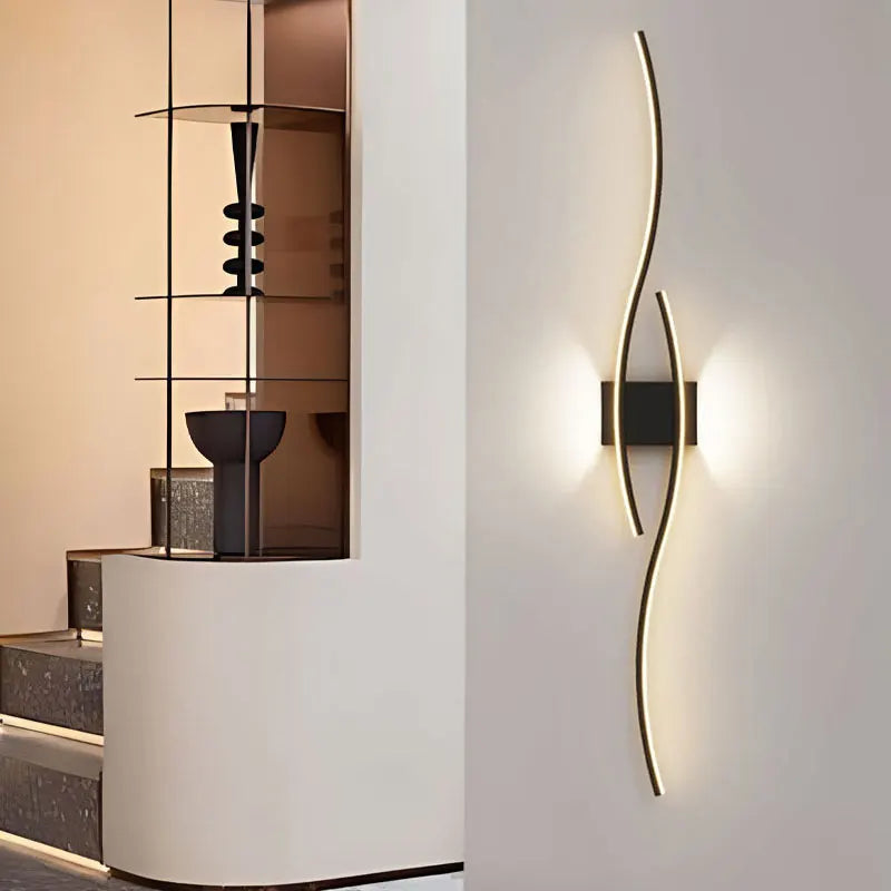 applique murale led moderne blanche dorée ondulé éclairage chambre cuisine étude entrée