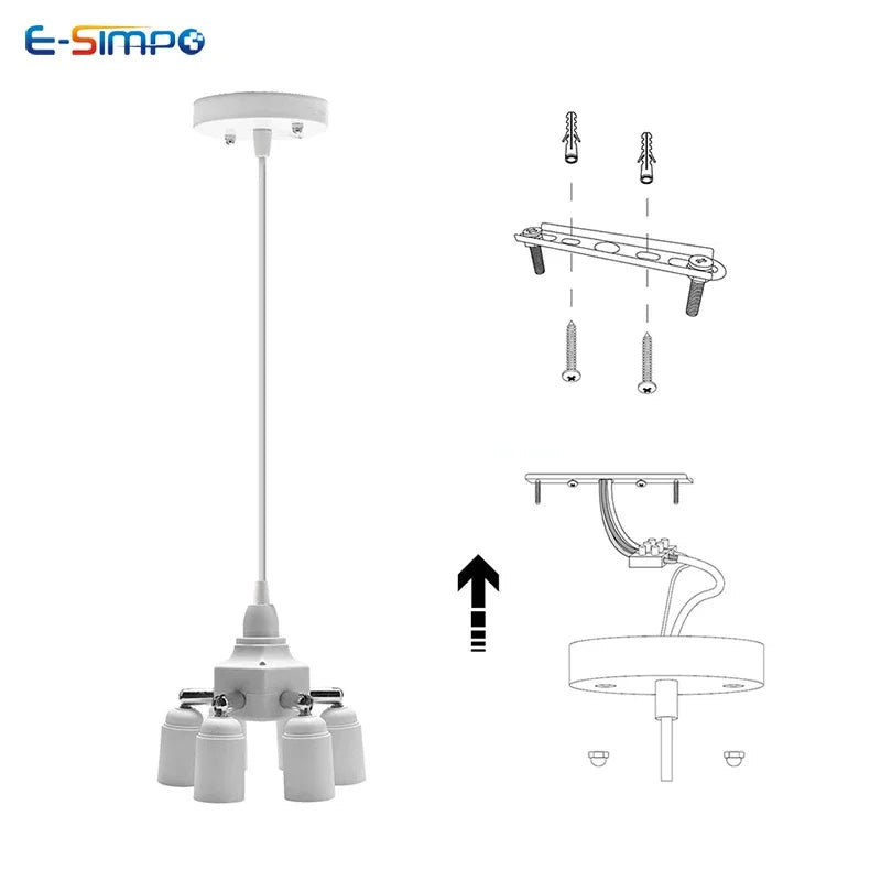 adaptateur led e27 blanc moderne vis splitter cable électrique fixations opaques