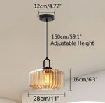 lampe suspendue moderne vert rose beige rayures horizontales opacité salon restaurant chambrehôtel