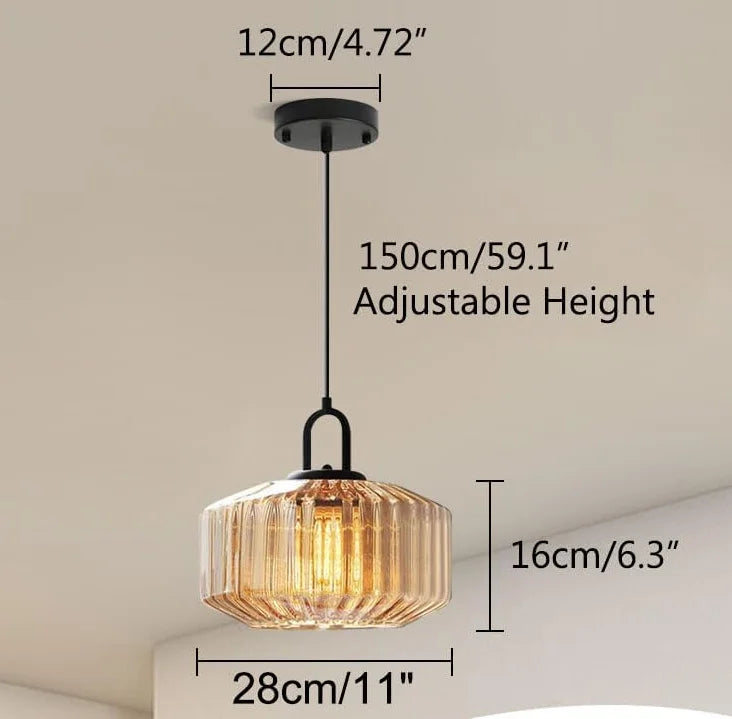 lampe suspendue moderne vert rose beige rayures horizontales opacité salon restaurant chambrehôtel