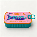 boîte rangement bijoux poisson stylisé rose orange blanc not sardines skinless boneless poignée