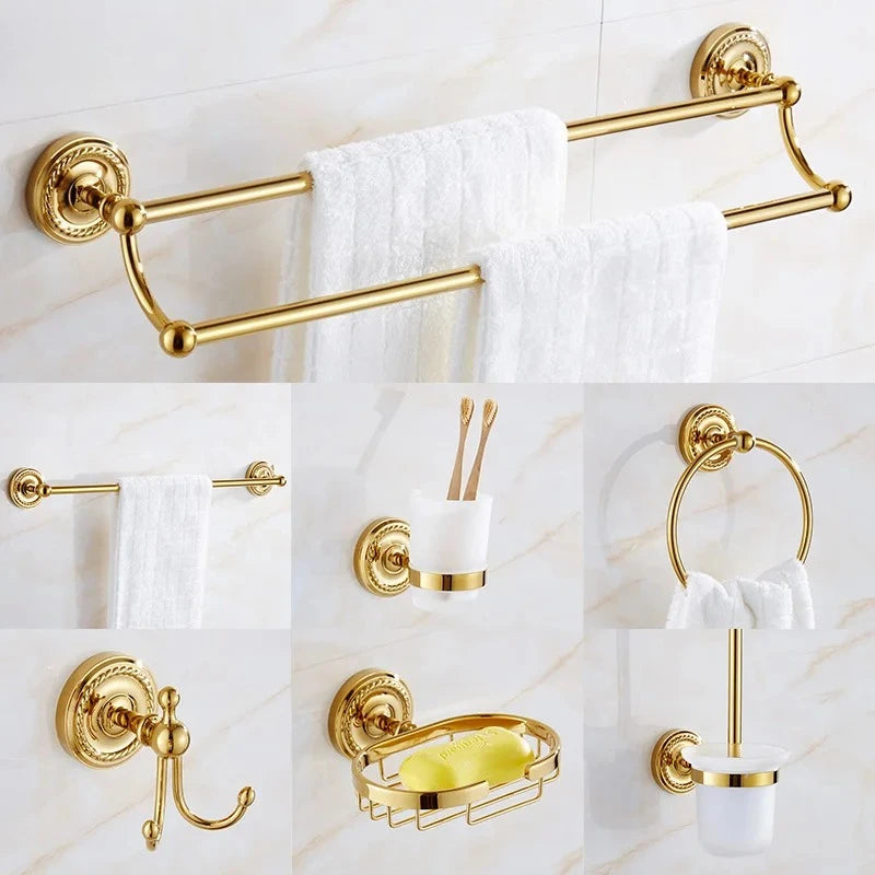 accessoires salle bain or chrome classiques porte savon serviettes anneau roulé fixations murales
