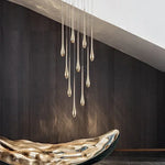 Suspension moderne dorée gouttes pluie opaques lumière chaude lumière blanche 90 260V