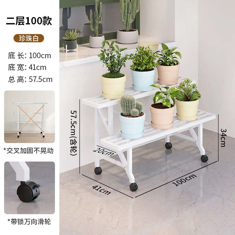 étagère roulettes moderne blanche support plantes pots multifonctionnelle intérieure extérieure 180cm large