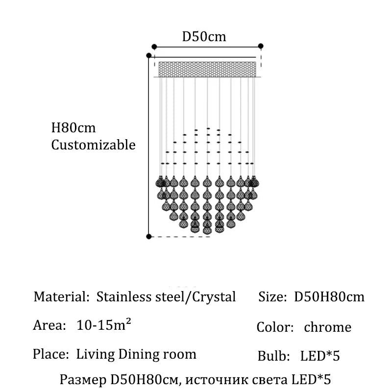 suspension lumineuse moderne cristal transparente 4000k 3000k 6000k
