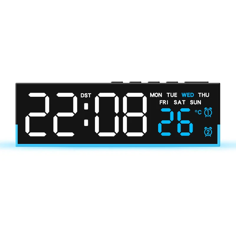 horloge numérique led 12 24h alarmes ambiancé température moderne minimaliste