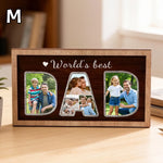 cadre photo personnalisé bois marron décoration familiale texte dad world's best