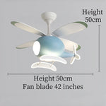 ventilateur lampe intégrée hélicoptère bleu blanc jaune moderne télécommande led enfants chambre salon