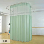 rideau séparation médical tissu plissé bleu vert rose jaune blanc opacité transparente tringle métal