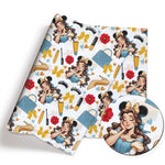 tissu coton patchwork personnages disney serviette enfant rose blanc vert bleu motif illustration colorée