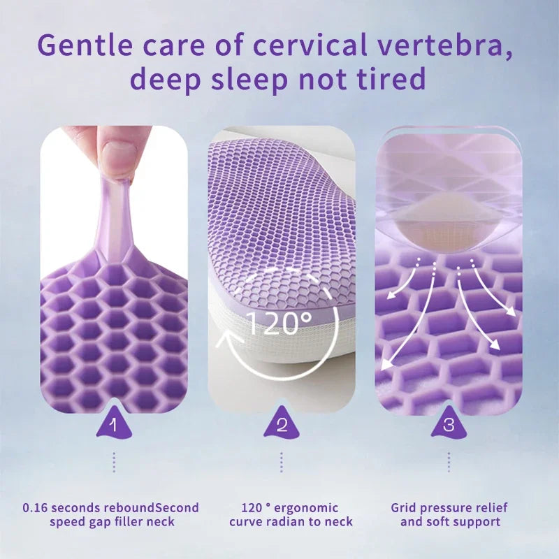 coussin cou violet hexagonal contemporain super doux support cervical confortable