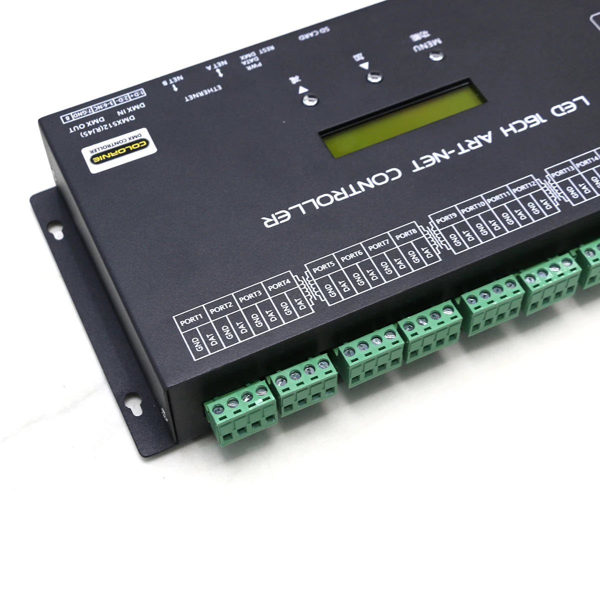 contrôleur led noir industrielle 16 ports resolume ws2811 ws2812 ws2815 dmx512 console