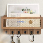 étagère murale bois clair grille moderne crochets compartiment lettres documents