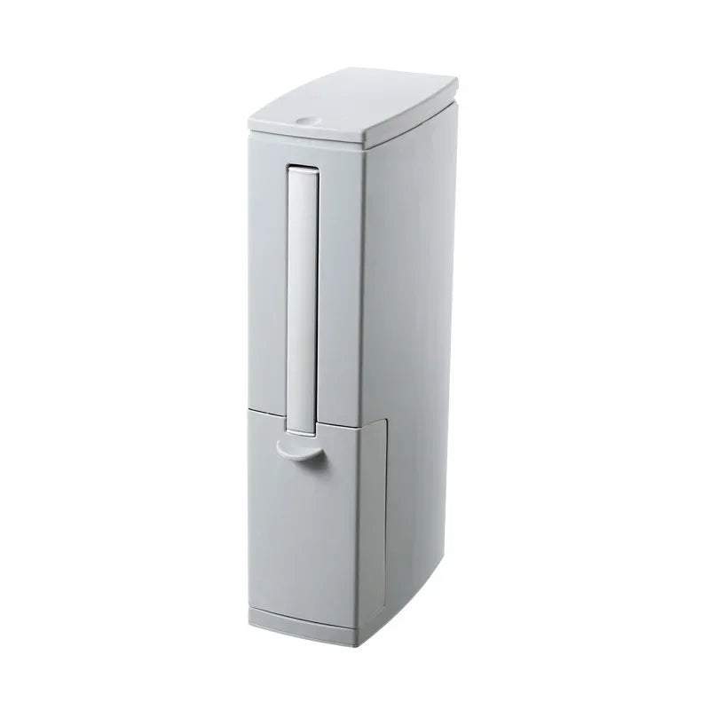 poubelle étroite moderne brosse toilette rangement recyclage sac ordures blanc gris minimaliste