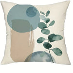 taies d'oreiller lin motif abstrait feuilles cercles moderne decoration maison