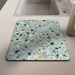 tapis séchage vaisselle gris effet terrazzo absorbant antidérapant cuisine évier moderne