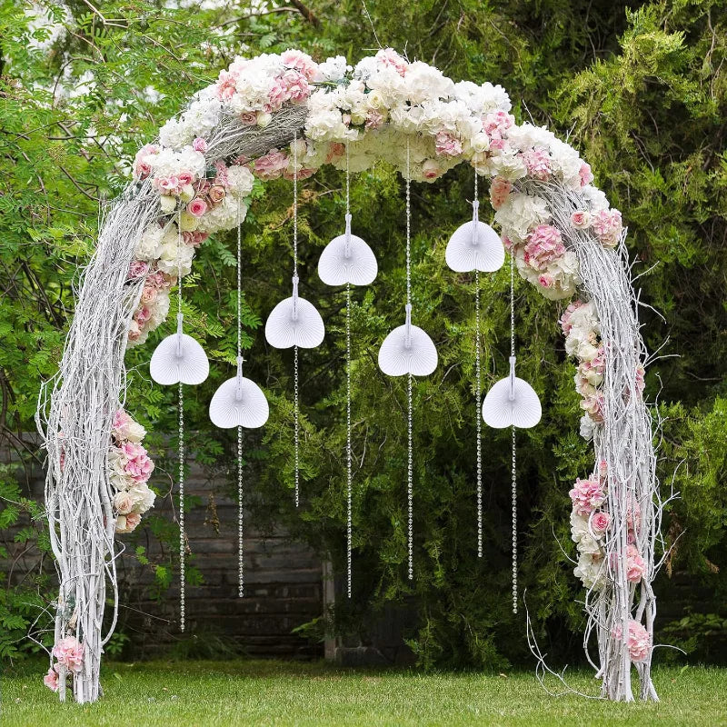 éventails pliants papier blanc rayures moderne minimaliste poignées plastique décoration fête anniversaire mariage