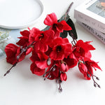 bouquet orchidées artificielles rouge blanc violet feuilles vertes moderne élégant intérieur mariage anniversaire