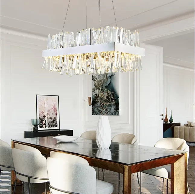 chandelier moderne led bleu noir verre métal opacité 27x40cm 105x160cm