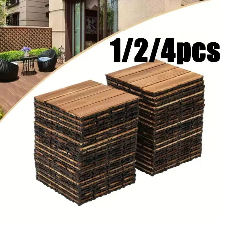carreaux sol bois naturel marron clair modernes rustiques clips interconnectables extérieur jardin terrasse