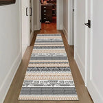 tapis couloir moderne motif floral anti dérapant polyester polypropylène noir blanc rouge vert jaune